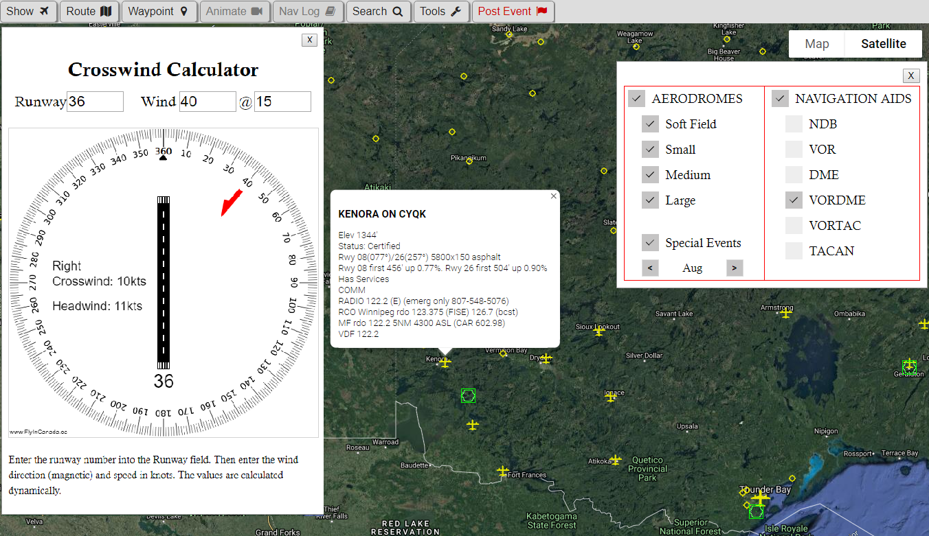 Fly in Canada Visual CFS Map